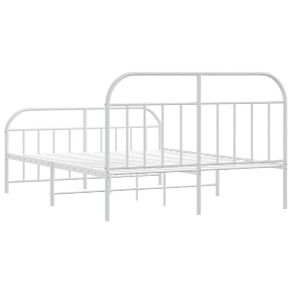 vidaXL Metal Bed Frame with Headboard&Footboard White 72"x83.9" California King - Image 8