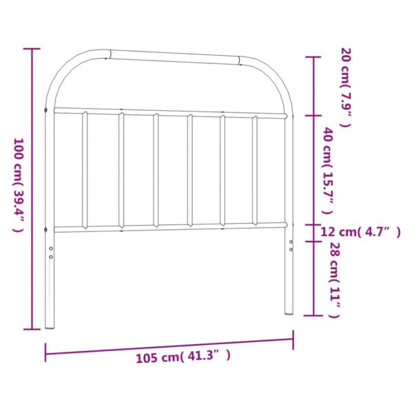 vidaXL Metal Headboard White 39.4" - Image 7