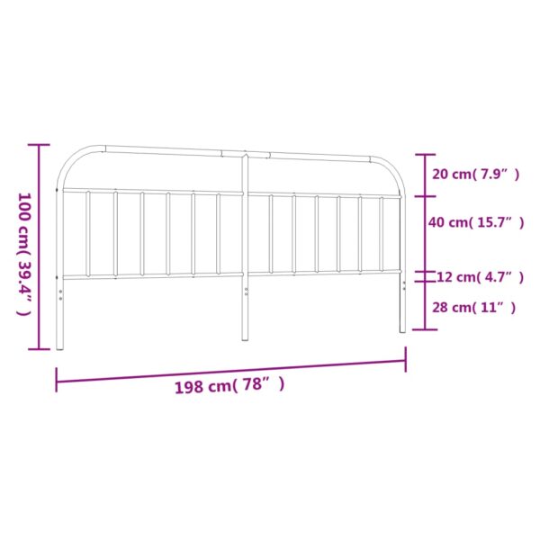 vidaXL Metal Headboard White 76" - Image 7