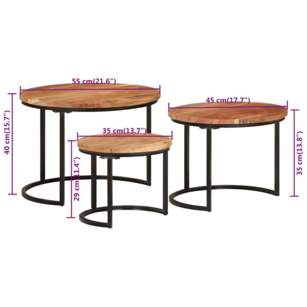 vidaXL Nesting Tables 3 pcs Solid Wood Acacia - Image 7