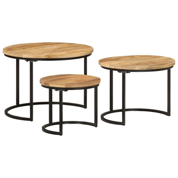 vidaXL Nesting Tables 3 pcs Solid Rough Wood Mango - Image 2