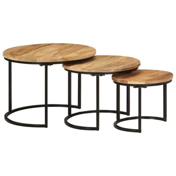 vidaXL Nesting Tables 3 pcs Solid Rough Wood Mango - Image 11