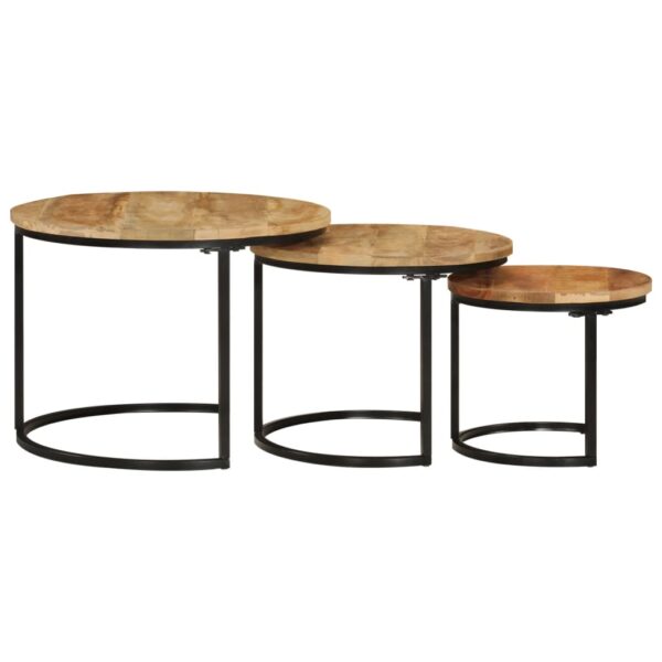 vidaXL Nesting Tables 3 pcs Solid Rough Wood Mango - Image 3