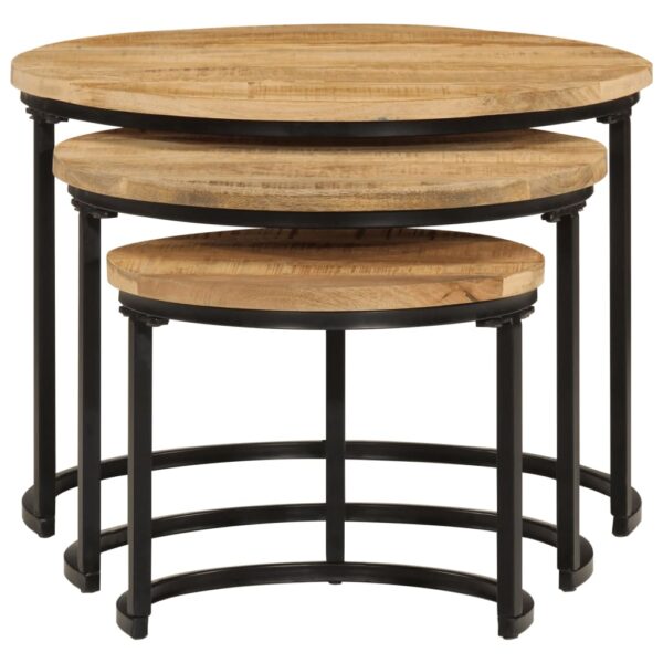 vidaXL Nesting Tables 3 pcs Solid Rough Wood Mango - Image 4