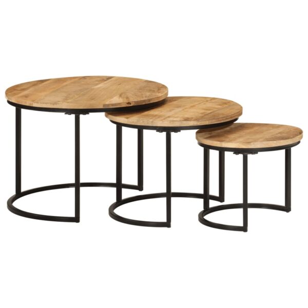 vidaXL Nesting Tables 3 pcs Solid Rough Wood Mango - Image 8