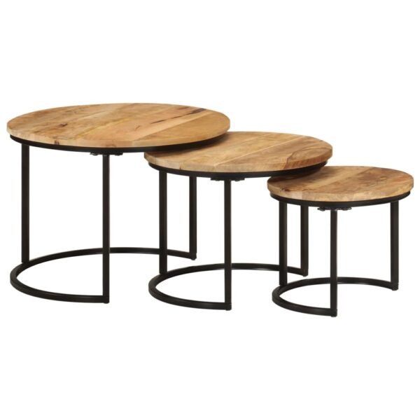 vidaXL Nesting Tables 3 pcs Solid Rough Wood Mango - Image 9