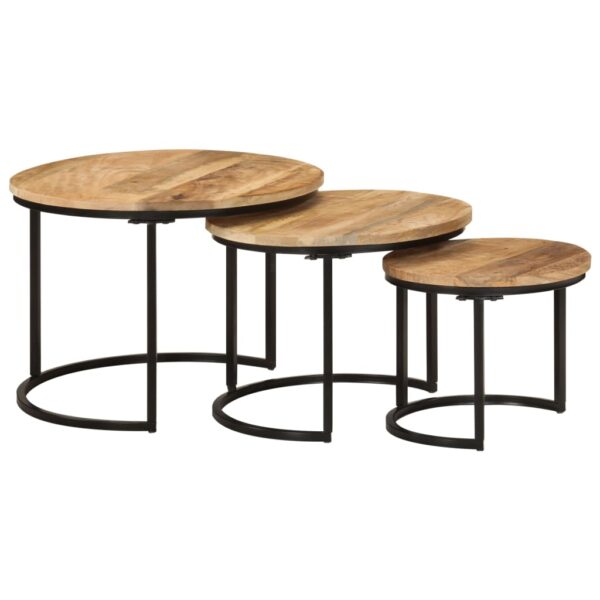 vidaXL Nesting Tables 3 pcs Solid Rough Wood Mango - Image 10