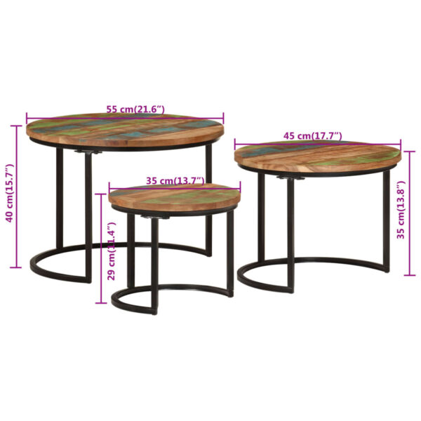 vidaXL Nesting Tables 3 pcs Solid Wood Reclaimed - Image 7