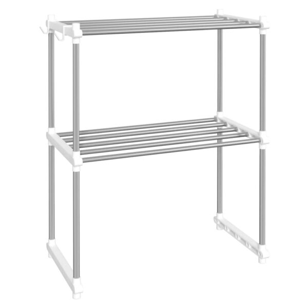 vidaXL Microwave Shelf White 20.1"x10.6"x24.8" Aluminum - Image 2