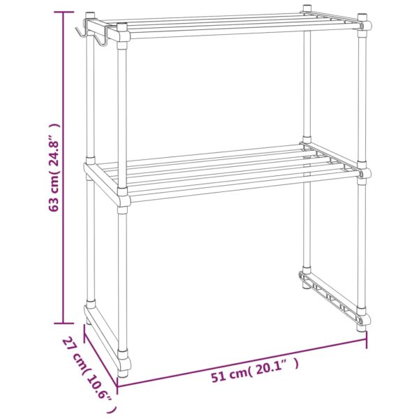 vidaXL Microwave Shelf White 20.1"x10.6"x24.8" Aluminum - Image 6