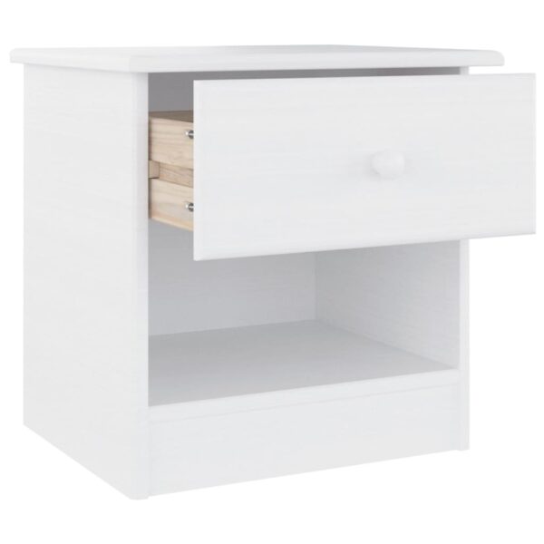 vidaXL Bedside Cabinet ALTA White 16.1"x13.8"x16.1" Solid Wood Pine - Image 4