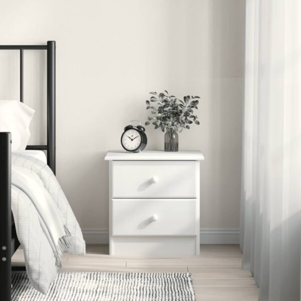 vidaXL Bedside Cabinet ALTA White 16.1"x13.8"x16.1" Solid Wood Pine