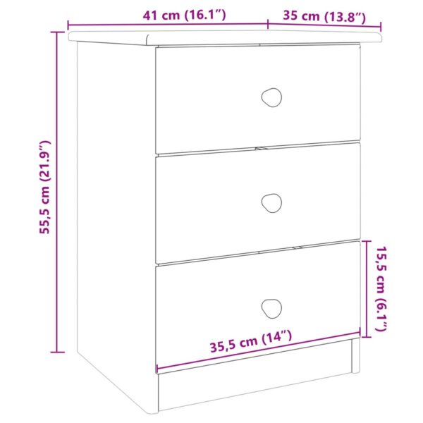 vidaXL Bedside Cabinet ALTA White 16.1"x13.8"x21.9" Solid Wood Pine - Image 8