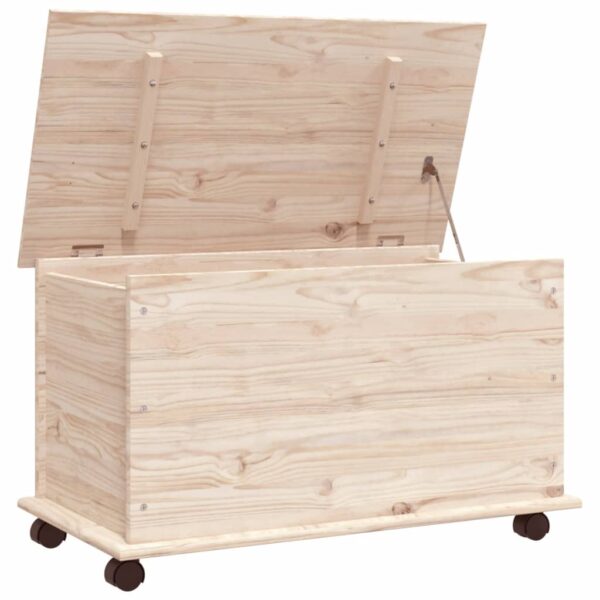 vidaXL Storage Chest with Wheels ALTA 28.7"x15.6"x17.3" Solid Wood Pine - Image 2