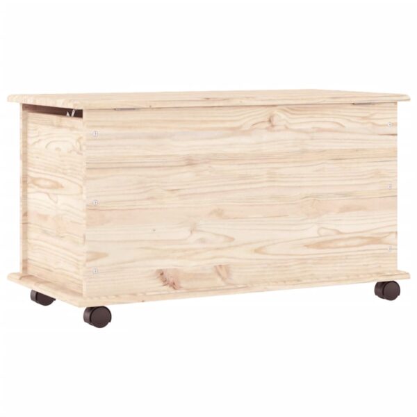 vidaXL Storage Chest with Wheels ALTA 28.7"x15.6"x17.3" Solid Wood Pine - Image 3