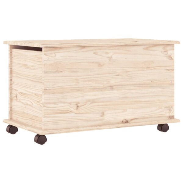 vidaXL Storage Chest with Wheels ALTA 28.7"x15.6"x17.3" Solid Wood Pine - Image 6