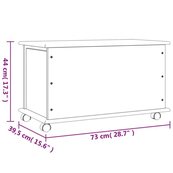 vidaXL Storage Chest with Wheels ALTA 28.7"x15.6"x17.3" Solid Wood Pine - Image 8