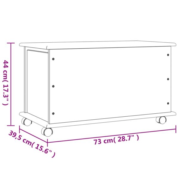 vidaXL Storage Chest with Wheels ALTA White 28.7"x15.6"x17.3" Solid Wood Pine - Image 8