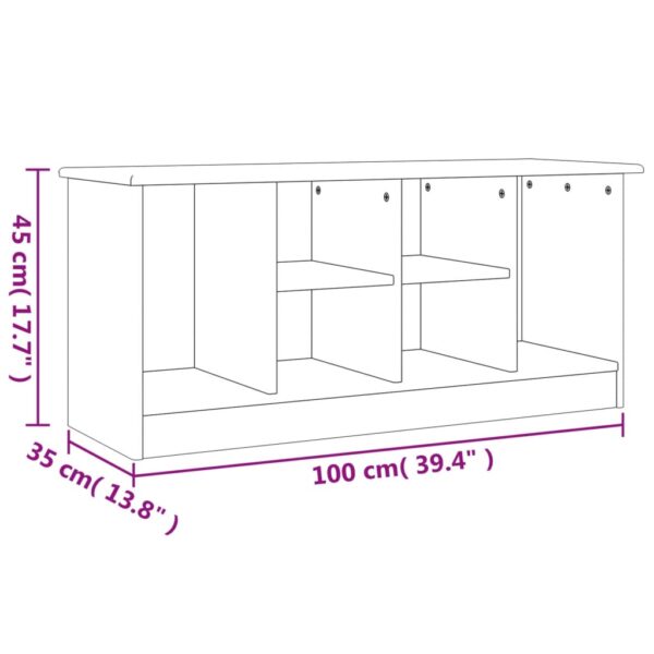 vidaXL Shoe Bench ALTA White 39.4"x13.8"x17.7" Solid Wood Pine - Image 7