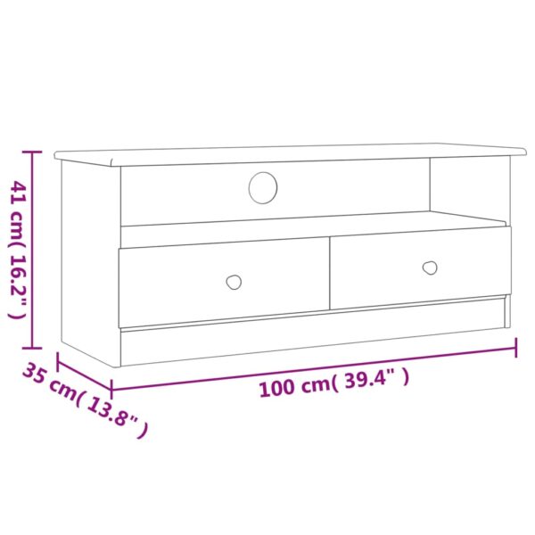 vidaXL TV Stand with Drawers ALTA 39.4"x13.8"x16.1" Solid Wood Pine - Image 7