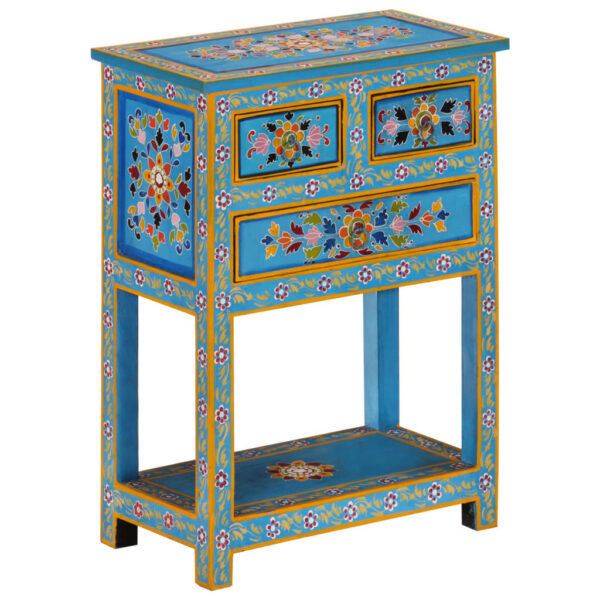 vidaXL Sideboard Turquoise 21.7"x11.8"x29.9" Solid Wood Mango