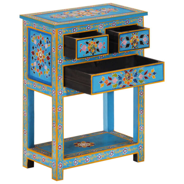 vidaXL Sideboard Turquoise 21.7"x11.8"x29.9" Solid Wood Mango - Image 2