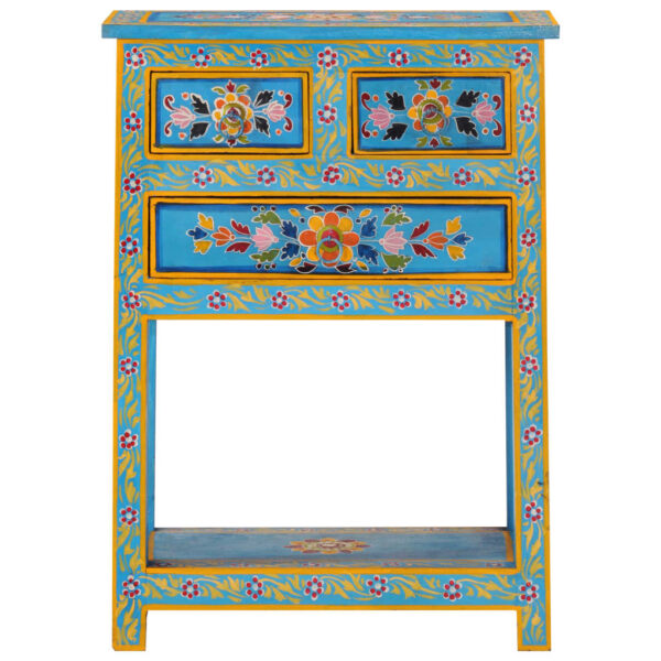 vidaXL Sideboard Turquoise 21.7"x11.8"x29.9" Solid Wood Mango - Image 3