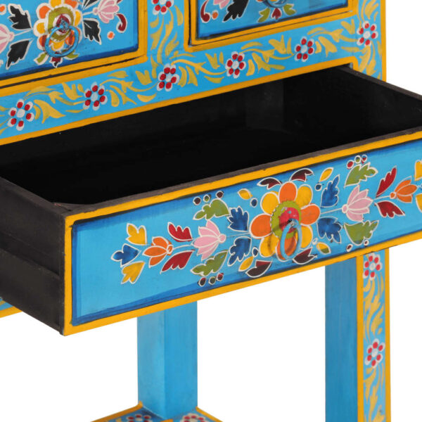 vidaXL Sideboard Turquoise 21.7"x11.8"x29.9" Solid Wood Mango - Image 7