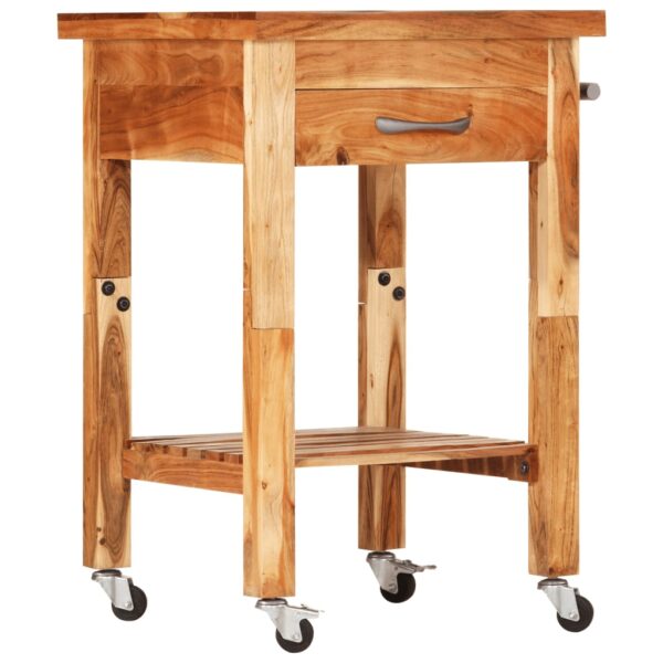 vidaXL Kitchen Trolley 21.7"x21.7"x35" Solid Wood Acacia - Image 2