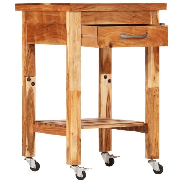 vidaXL Kitchen Trolley 21.7"x21.7"x35" Solid Wood Acacia - Image 3