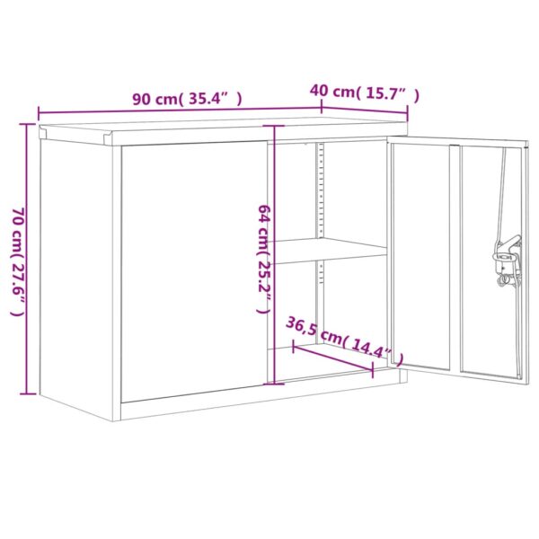 vidaXL File Cabinet White 35.4"x15.7"x27.6" Steel - Image 10