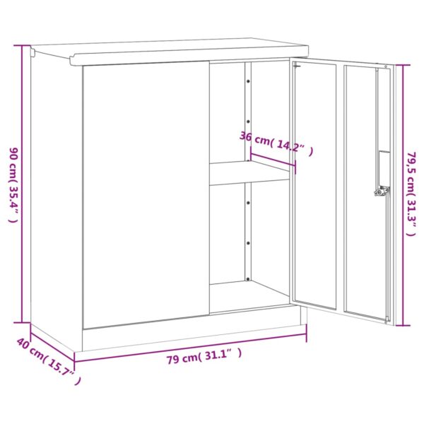 vidaXL File Cabinet Light Gray 31.1"x15.7"x35.4" Steel - Image 9