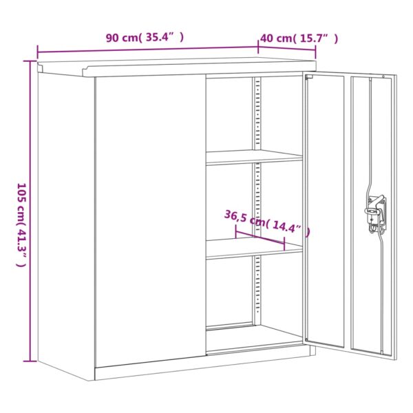 vidaXL File Cabinet Black 35.4"x15.7"x41.3" Steel - Image 10