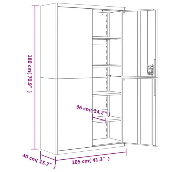 vidaXL File Cabinet Light Gray 41.3"x15.7"x70.9" Steel - Image 10