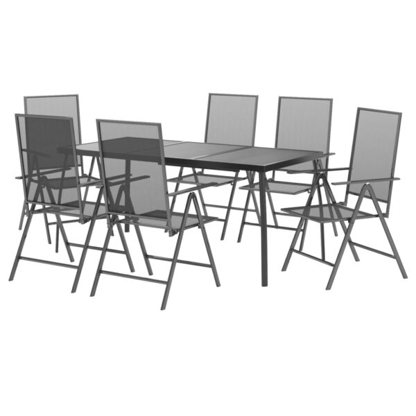 vidaXL 7 Piece Patio Dining Set Anthracite Steel - Image 3