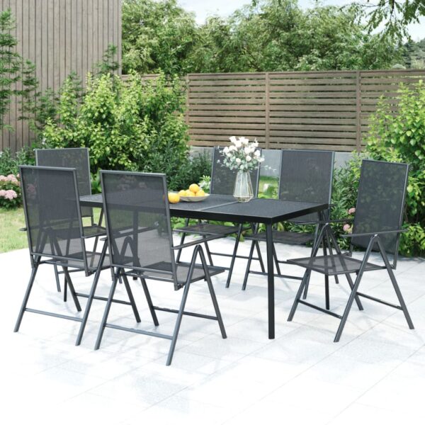 vidaXL 7 Piece Patio Dining Set Anthracite Steel