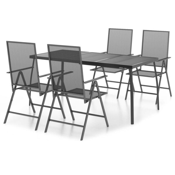 vidaXL 5 Piece Patio Dining Set Anthracite Steel - Image 2