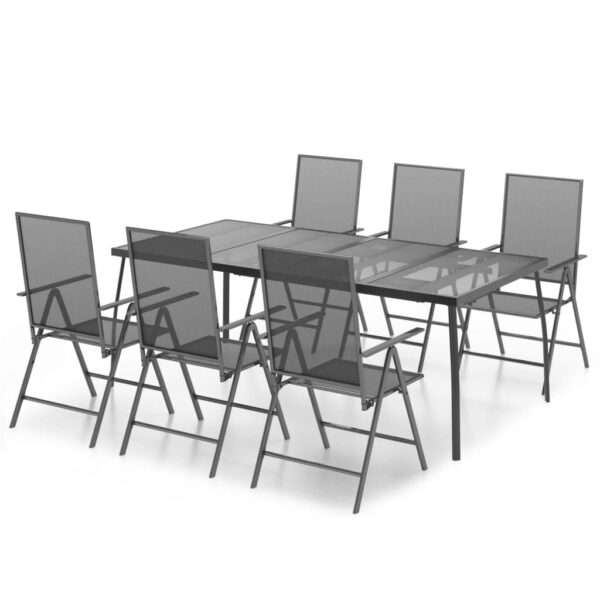 vidaXL 7 Piece Patio Dining Set Anthracite Steel - Image 2