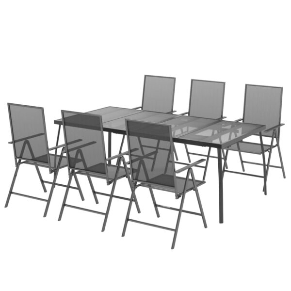 vidaXL 7 Piece Patio Dining Set Anthracite Steel - Image 3