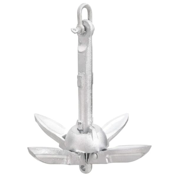 vidaXL Folding Anchor Silver 1.5 lb Malleable Iron - Image 3