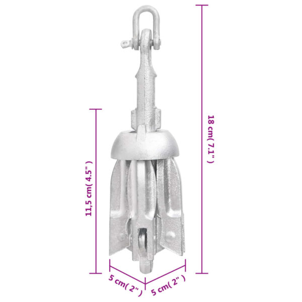 vidaXL Folding Anchor Silver 1.5 lb Malleable Iron - Image 7