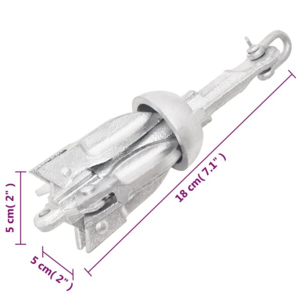 vidaXL Folding Anchor Silver 1.5 lb Malleable Iron - Image 8