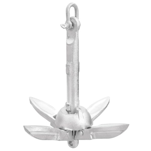 vidaXL Folding Anchor with Rope Silver 1.5 lb Malleable Iron - Image 7