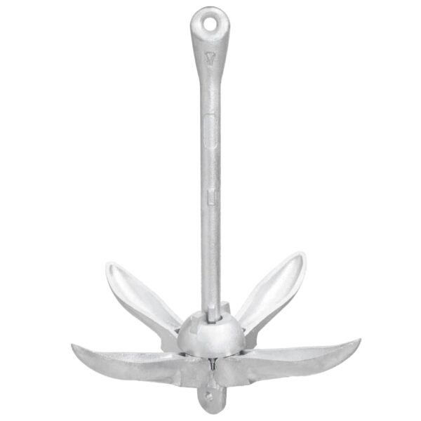 vidaXL Folding Anchor with Rope Silver 8.8 lb Malleable Iron - Image 6