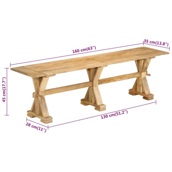 vidaXL Bench 63"x13.8"x17.7" Solid Wood Mango - Image 9