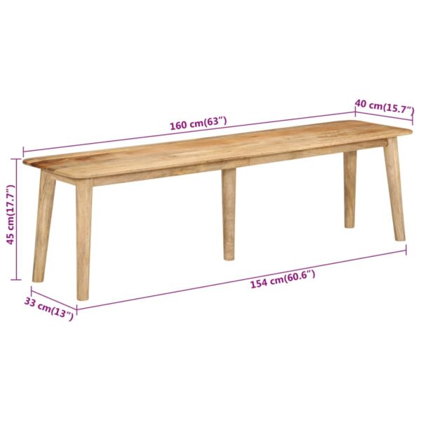 vidaXL Bench 63"x15.7"x17.7" Solid Wood Mango - Image 8