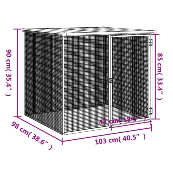 vidaXL Chicken Cage with Roof Anthracite 40.6"x38.6"x35.4" Galvanized Steel - Image 5