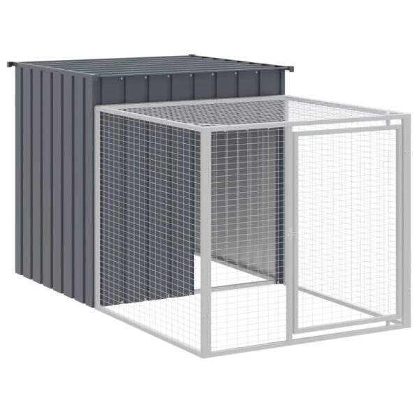 vidaXL Chicken Cage with Run Anthracite 43.3"x79.1"x43.3" Galvanized Steel - Image 2