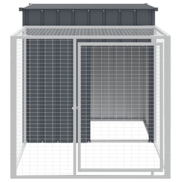 vidaXL Chicken Cage with Run Anthracite 43.3"x79.1"x43.3" Galvanized Steel - Image 3