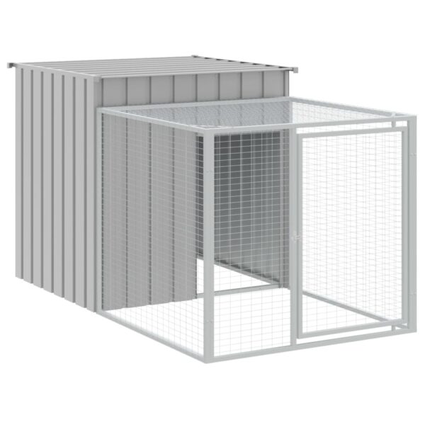 vidaXL Chicken Cage with Run Light Gray 43.3"x79.1"x43.3" Galvanized Steel - Image 2